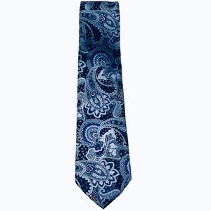 Geoffrey Beene Silk Tie Blue Paisley 3.5” Wide